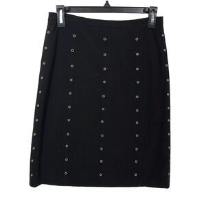 Black Skirt A-Line with Grommet Eyelet Embellished BCBGMaxAzria 0